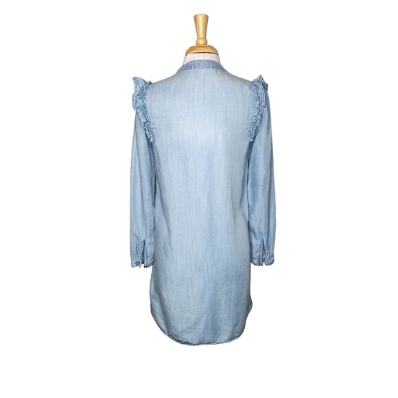 Anthropologie Cloth & Stone Ruffle Chambray Dress Size Small - Picture 5 of 10